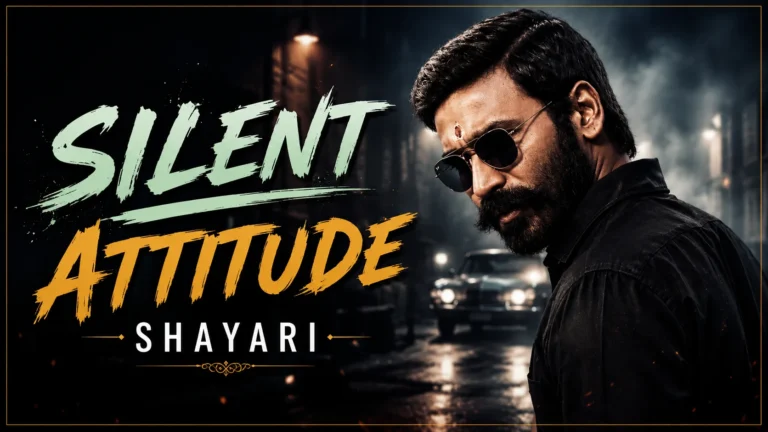 Silent Attitude Shayari feature image with a stylish man wearing sunglasses and a dark cinematic background.