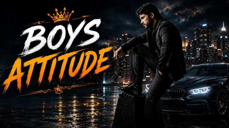 Boys Attitude featured image showing a stylish young man in a black suit posing beside a luxury black sports car against a cinematic night city skyline with bold "BOYS ATTITUDE" typography.