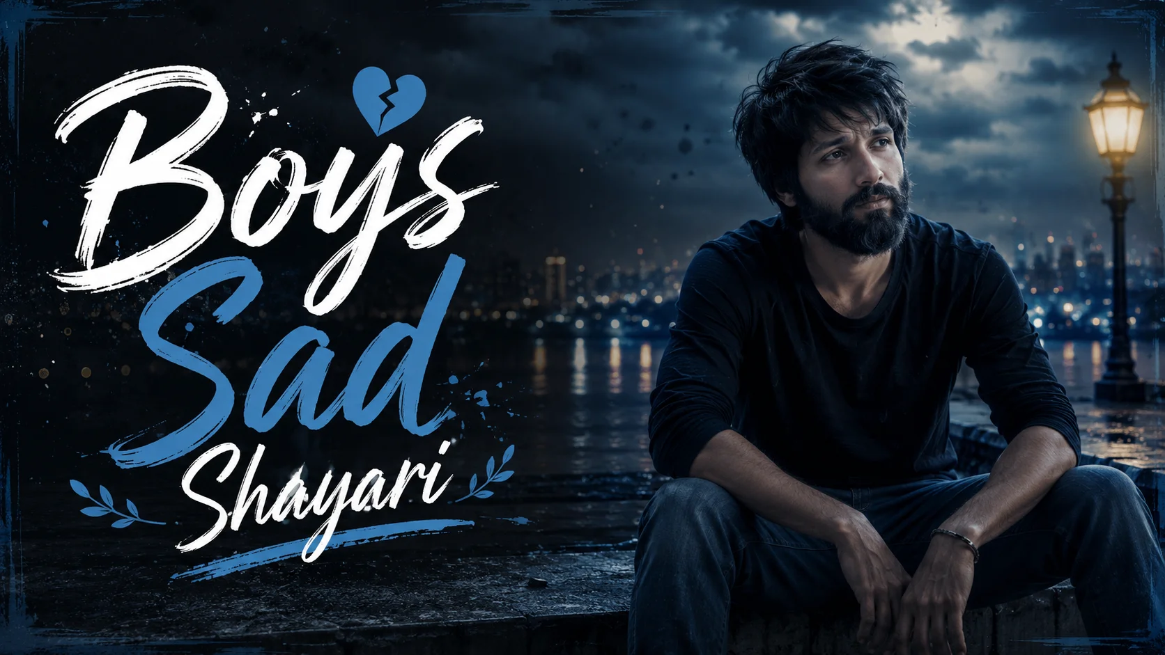 Boys Sad Shayari feature image featuring a sad boy sitting alone with a dark cinematic background.