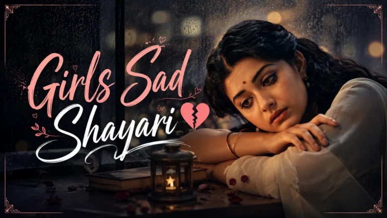Girls Sad Shayari in Hindi feature image featuring a sad girl with a dark cinematic background.