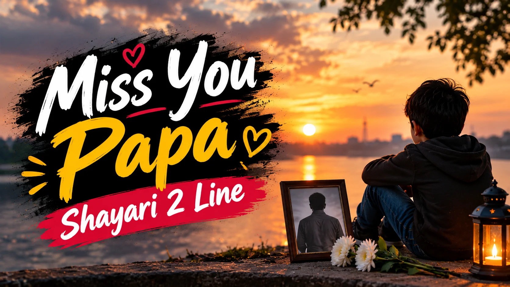 Miss You Papa Shayari 2 Line Lafz Kam, Yaadein Beshumar